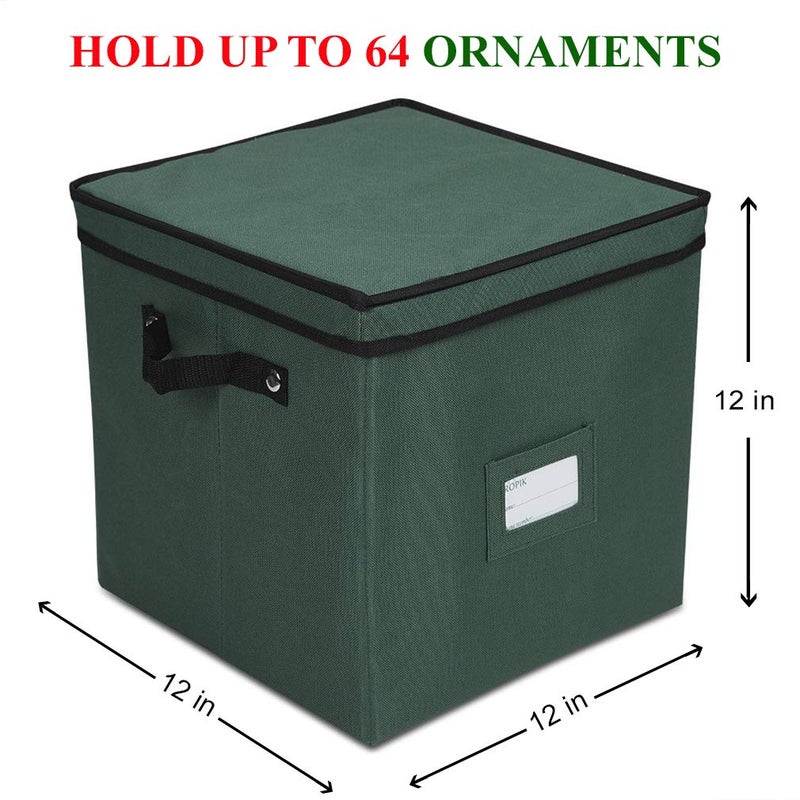 ProPik Christmas Ornament Storage Box, 4 Tier Holds Up to 64 Holiday Ornaments Decoration Balls, Storage Container with Dividers, Made with Durable 600D Oxford Polyester Material (Green) - Image 3